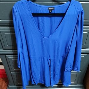 Torrid Royal Blue V-Neck Blouse Nwot